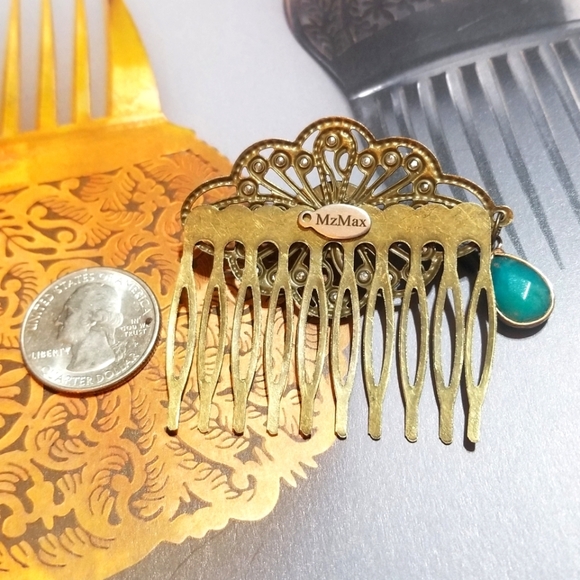 MzMax Creations! "Opulent Grace" OOAK Vintage Encrusted Hair Jewelry - Picture 4 of 6